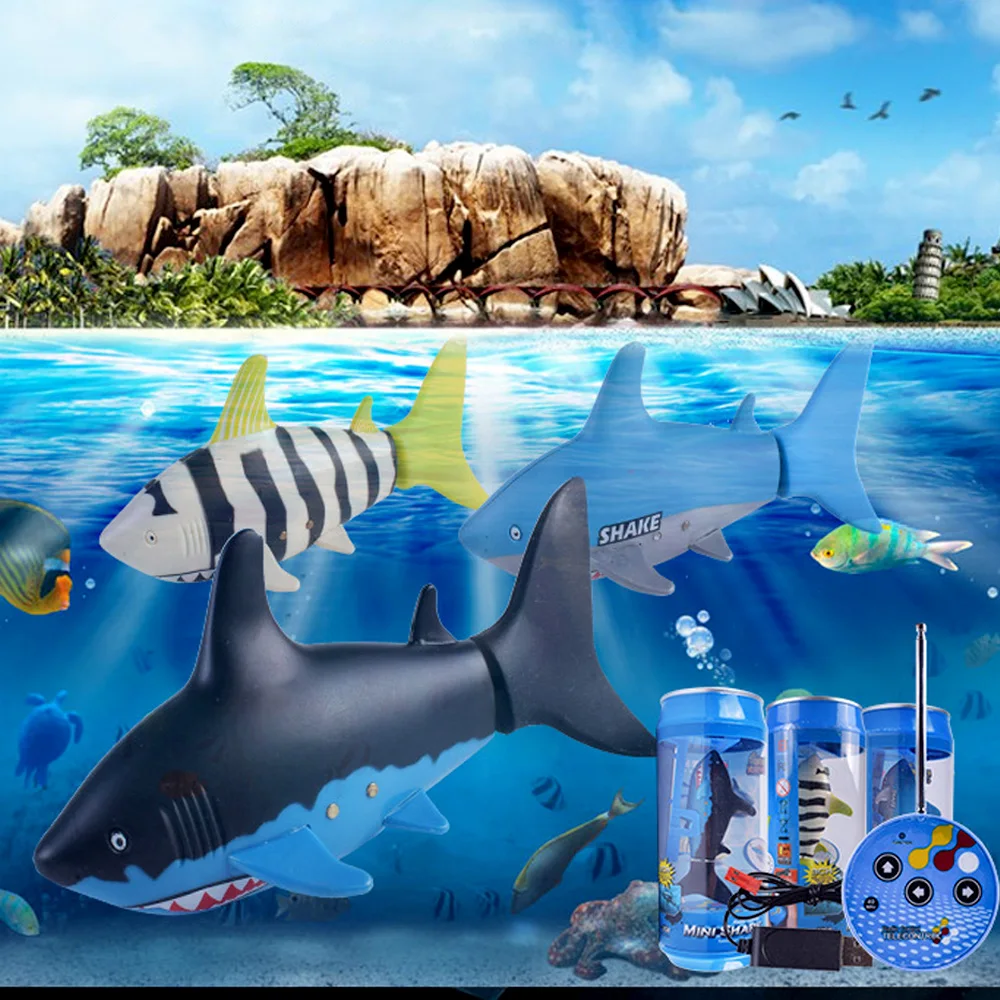 Deti Deti Legrační Karikatúra Mini Diaľkové Ovládanie Žraloka Elektronické Morské Zvieratá RC Ryby Robot Plávanie Vody Robot Ryby Model Hračka