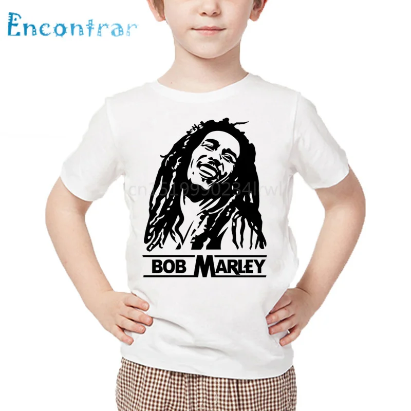 Deti na Jamajke Spevák Bob Marley Reggae Rastafariho Print T shirt Deti Letné Biele Topy Chlapci a Dievčatá Bežné T-shirt