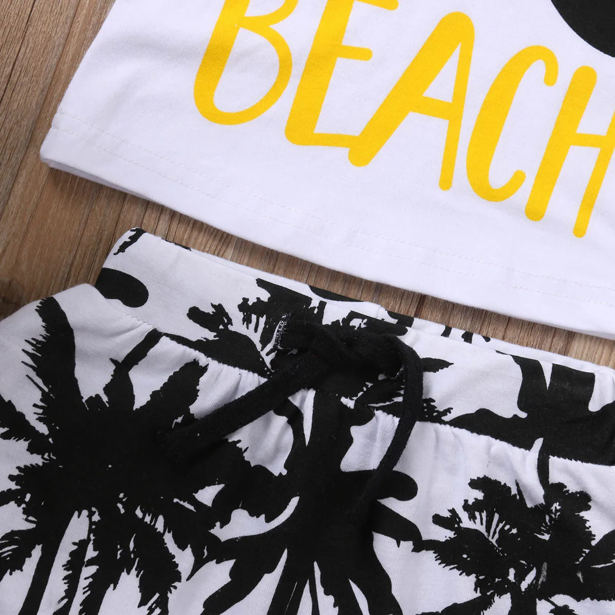 Deti Nastaviť pláži Písmeno T-Tričko+ Nohavice Bavlna farby Leta Ležérne Oblečenie