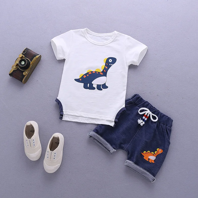 Deti Oblečenie Baby Chlapci Oblečenie Sady Letných Krátky Rukáv Dinosaura Vzor Bavlna Bežné Nastaví Vhodný Na 6 Mesiacov-4 Rokov