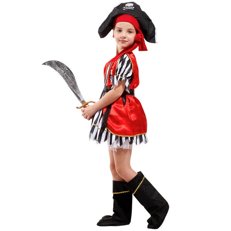 Deti pirátske oblečenie dievčatá chlapec dievča cosplay piráti v karibiku, kapitán jack sparrow halloween kostýmy pre deti zdobiť