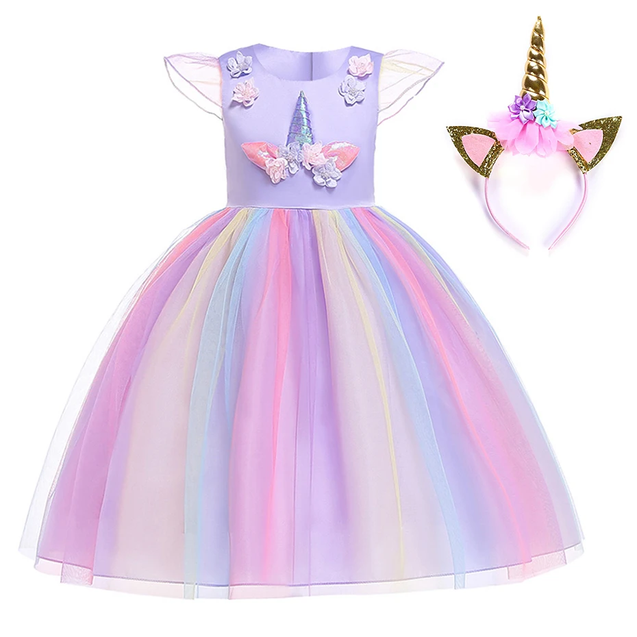 Dievčatá Unicorn Zdobiť Halloween Kostým plesové Šaty, Cosplay Princezná Deti Narodeniny Jednorožec Strany Parochne Príslušenstvo Efektné Šaty
