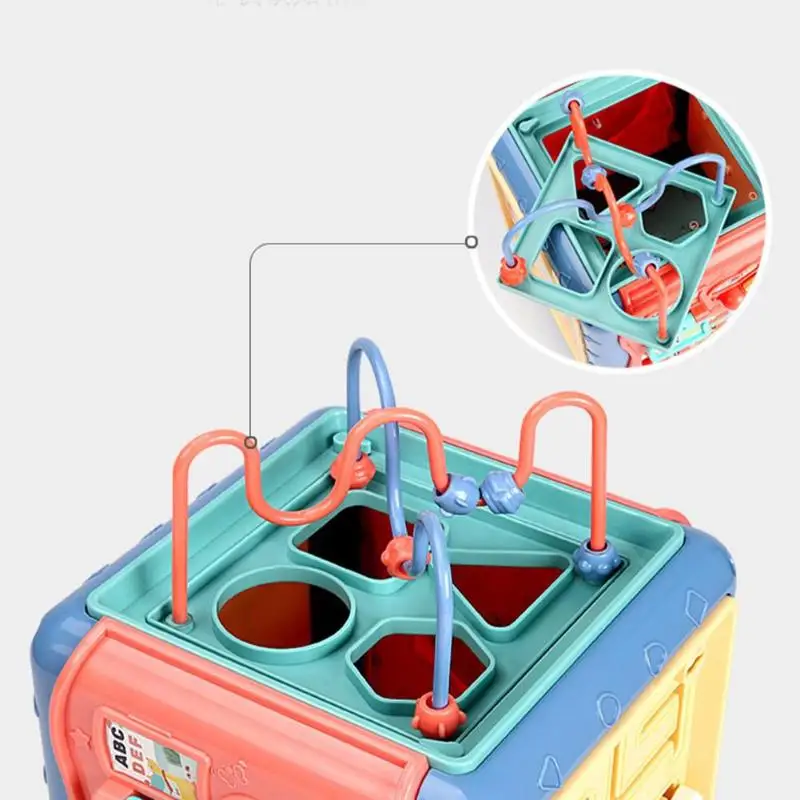 Dieťa Šesť-Stranný Box Montessori Hračka Hodiny Poznanie Číslo Tanier Okrúhle Korálky Auto Bludiskom Grafické Zodpovedajúce Vzdelávacie Puzzle