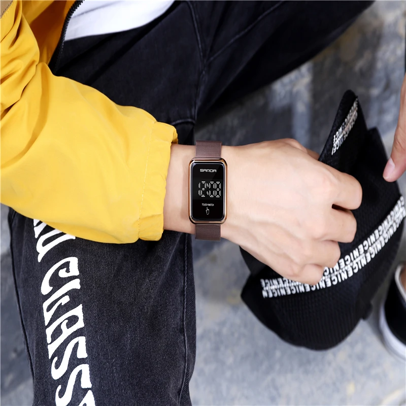 Digitálne hodinky pre mužov LED Dotykový displej nepremokavé elektronické hodinky, luxusné značky trend nehrdzavejúcej ocele sledovať Luxusnom Podniku