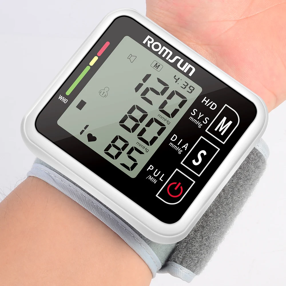 Digitálny Zápästie Krvný Tlak Monitor Putá BP Sphygmomanometer Blood Presure Meter Monitor Tepovej frekvencie Pulzu Prenosné Tonometer