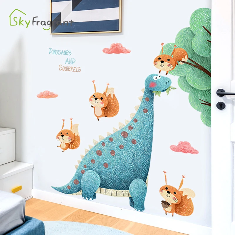 Dinosaurov stenu, nálepky rohu nálepky detská izba dekorácie, samolepiace detská spálňa decor cartoon veveričky vzor domova