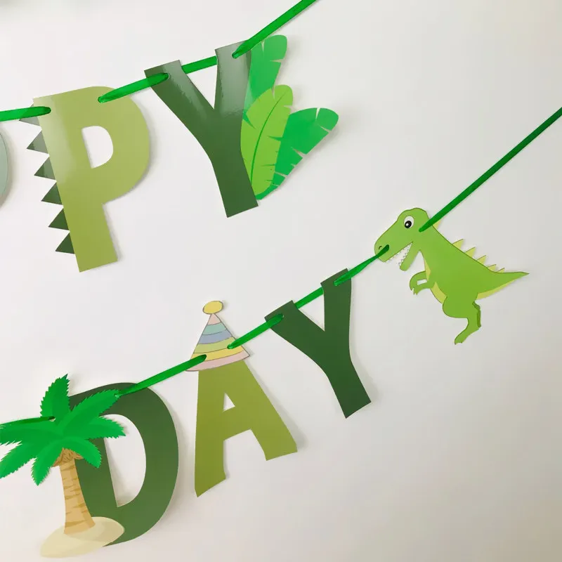 Dinosaurov Strana navrhne Happy Birthday Bannery Papier Garland pre Deti Chlapec, Narodeniny, Party Dekorácie Dino Prípade Dekorácie