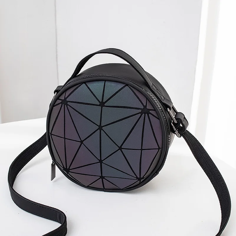DIOMO 2020 Nové Malé Okrúhle Taška pre Dievčatá Geometrické Reflexné Mini Dámy Rameno Crossbody Tašky pre Ženy Roztomilý Bočné Vrecko