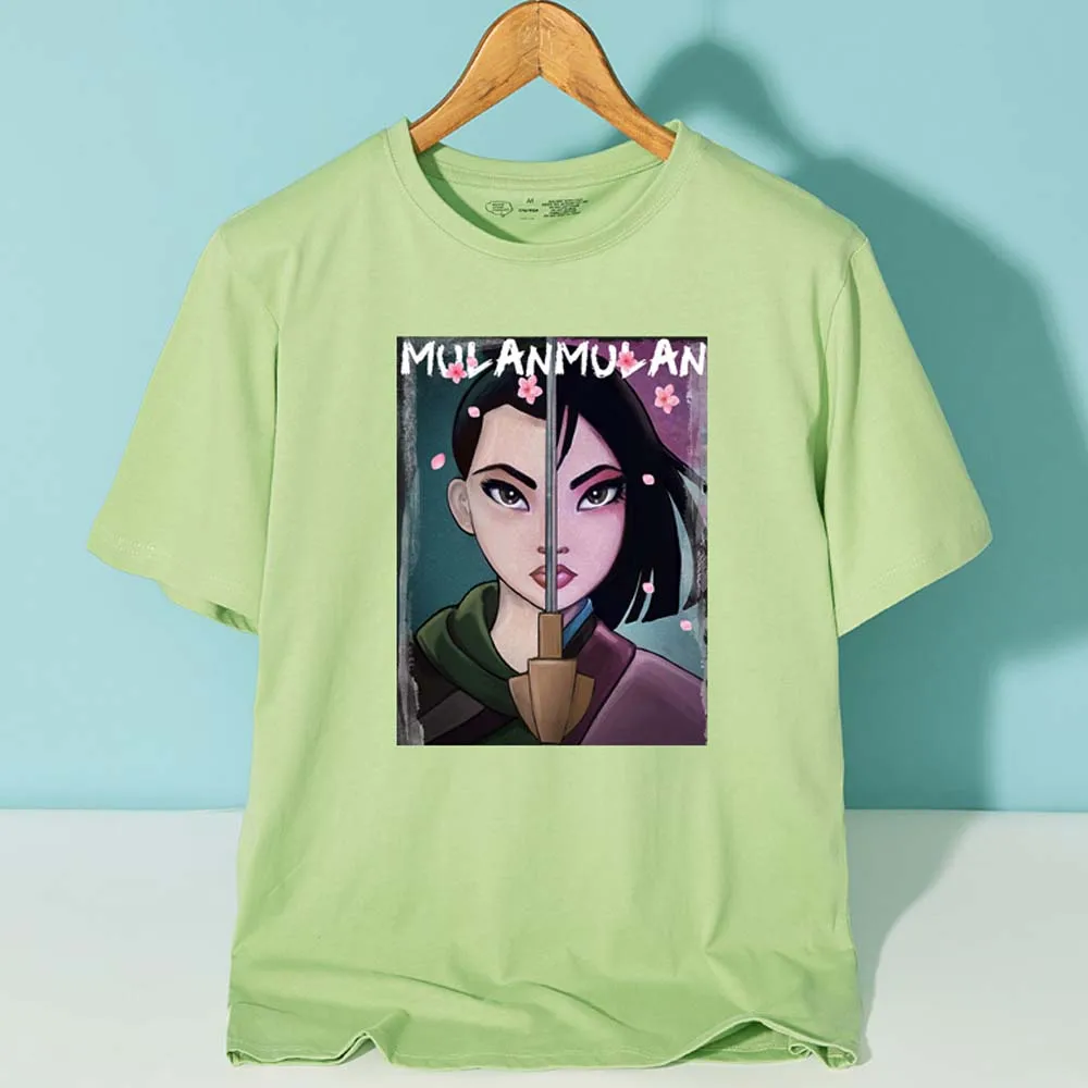 Disney Elegantný Módy Mulan Kvetinový Cartoon List Tlač Unisex Ženy T-Shirt O-Krku Pulóver S Krátkym Rukávom Voľné Tee Topy 10 Farieb