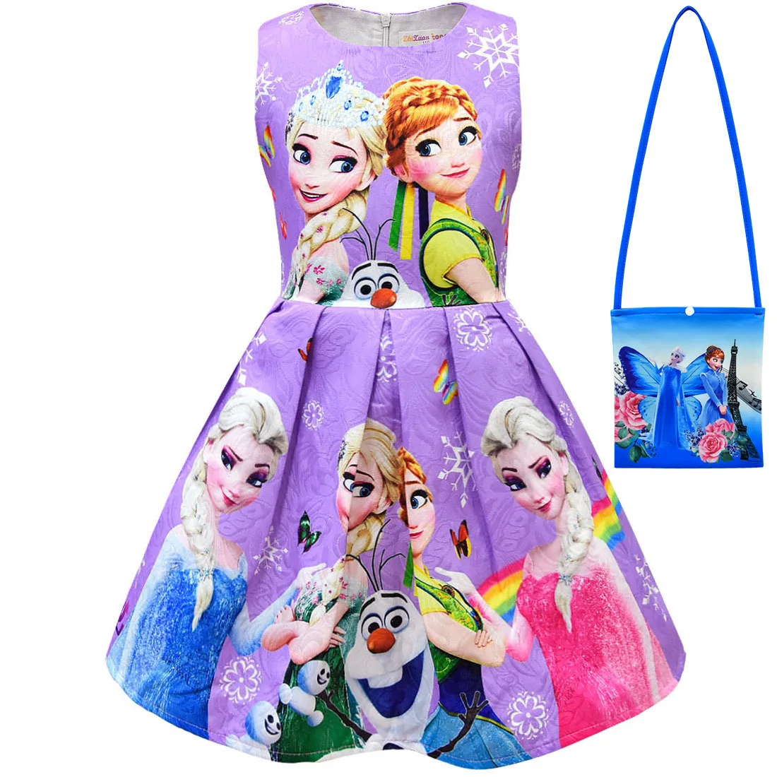 Disney Mrazené Dievčatá Šaty A Taška Deti Cosplay Snehová Kráľovná Šaty Princezná Elsa Strany Dresse Anna Kostým, Baby, Deti, Oblečenie