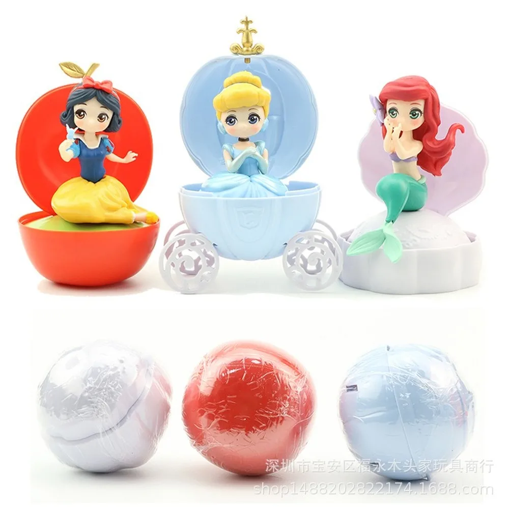 Disney Princezná Akcie Obrázok Hračky Loptu snehulienka, Popoluška Ariel PVC Dekorácie Bábiky Twisted Vajcia Hračka Dievčatá Vianočné Darčeky