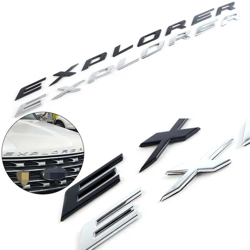DIY auto 3D EXPLORER Pevné Listy Kapota Znak Chrome Logo Odznak Nálepka Pre Ford Explorer Šport 2011 2012 2013 2016 +