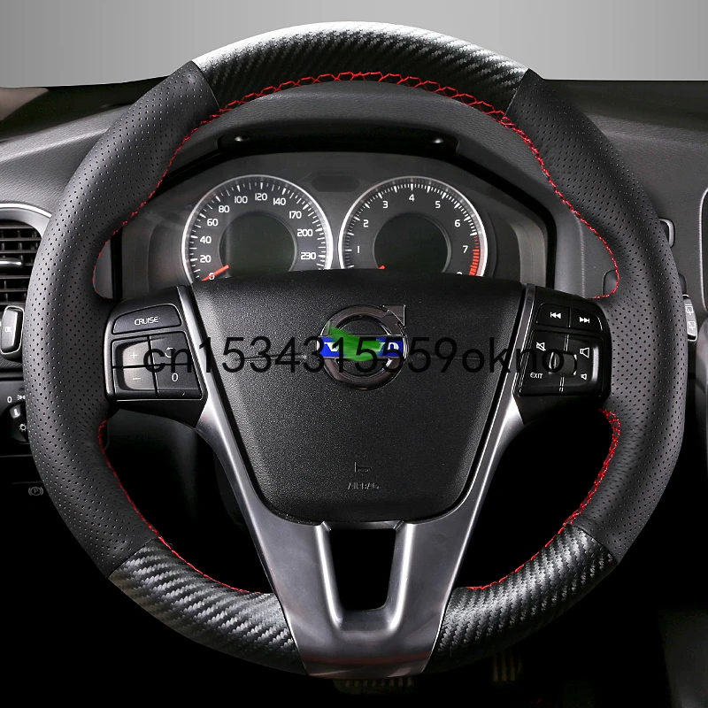DIY Auto Volant, Kryt Custom Fit Pre Volvo S90 XC60 S60L V40 S80L Interiérové Doplnky Black Red Kože