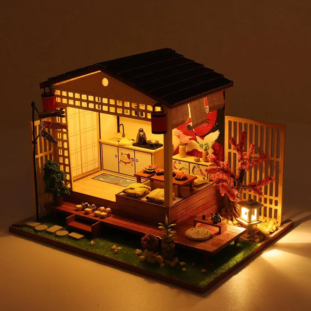DIY domček pre bábiky Auta 3D Zmontované Loft Ručné Dom Japonský Štýl Kabíne Mini Kabíny Pre Deti, Narodeniny, Valentína Darček