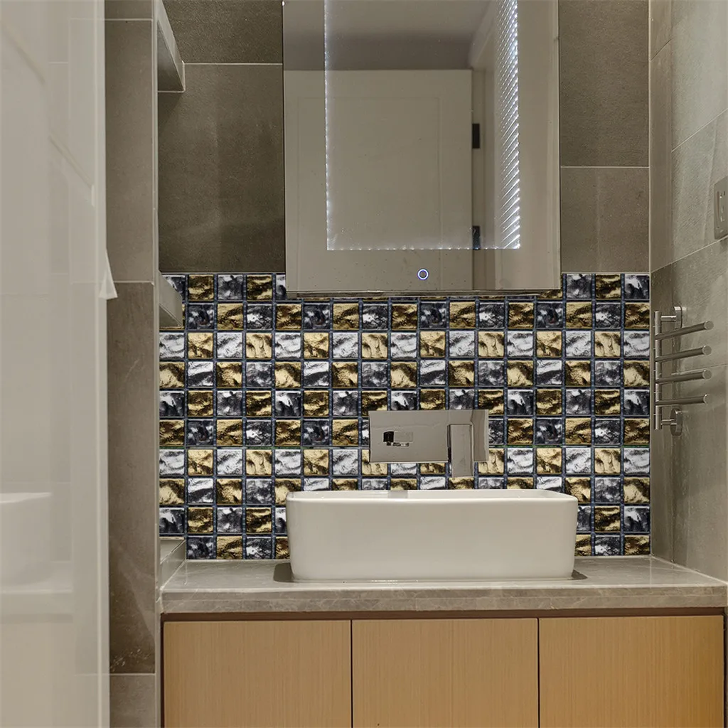 Dlaždice Nálepky Mozaika moderné 30PCS samolepiace Kúpeľňa Kuchyňa Domáce Dekorácie na Stenu-Nálepky 3D