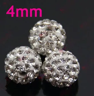 Doprava Zadarmo!4 mm 100ks/Veľa bielej Nové Micro Pave Disco Ball Crystal Crystal guľôčok pre tg323 náramok náhrdelník