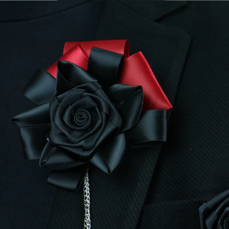 Doprava zadarmo módne pánske 2016 muž žena MC pectoral brošňa lemovaný vyhovovali príslušenstvo kórejský Black Rose Corsage na predaj