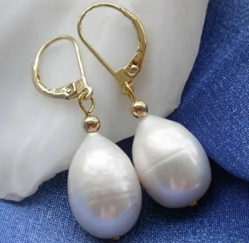 Doprava zadarmo Očarujúce 10-14 mm AAA Akoya biele prírodné pearl náušnice