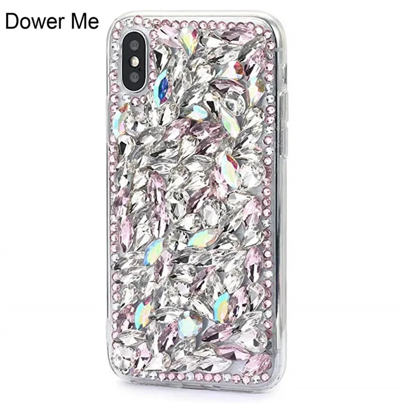 Dower Mi Ručné Plný Bling Lesk Lesklé Ružové Diamond Ochranné Bunky puzdro Pre Iphone XS Max XR X 8 7 6 6 Plus 5 5S SE