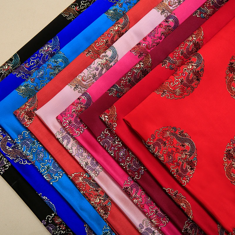 Drak vzor satin textílie brocade, žakárové hodvábne tkaniny pre šitie cheongsam a kimono DIY vyšívanie, patchwork materiál
