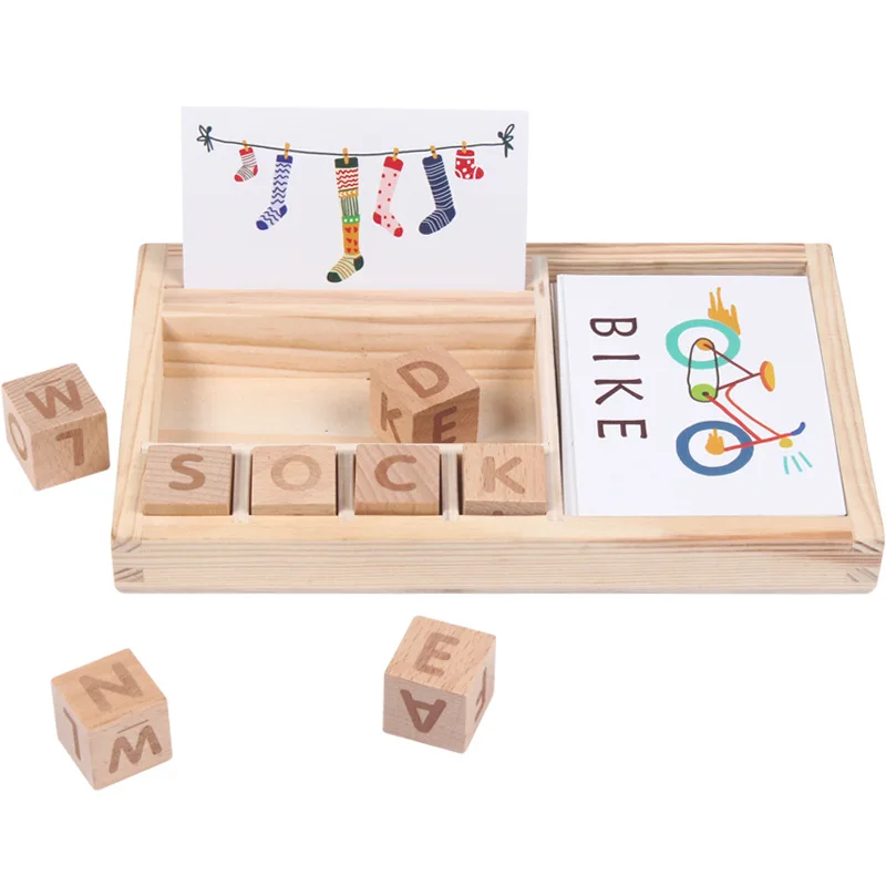Drevené Kognitívne Puzzle Kariet Kartón Nové Dieťa Vzdelávacie Hračky, Učenie Sa Angličtiny Drevené Dieťa Montessori Materiály Matematika Hračky