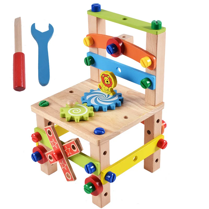 Drevené Montáž Stoličky Montessori Hračky Dieťa Vzdelávacie Drevená Hračka Predškolského Multifunkčné Rôzne Matica Kombinácie Stoličky Nástroj