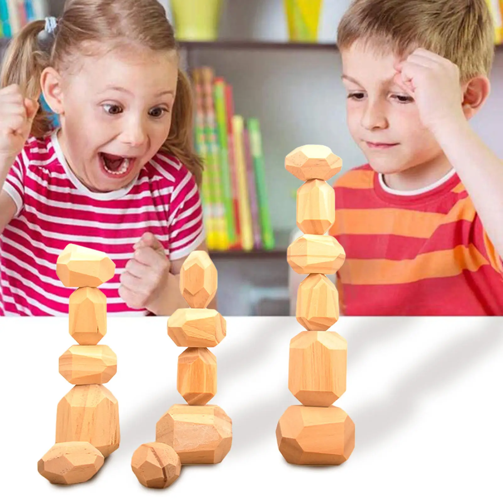 Drevené Postavené Kamenné Vyvážené Hračka Montessori Výchovy Drevený Blok Hra, Nordic Štýl Rainbow Drevená Hračka Pre Dieťa