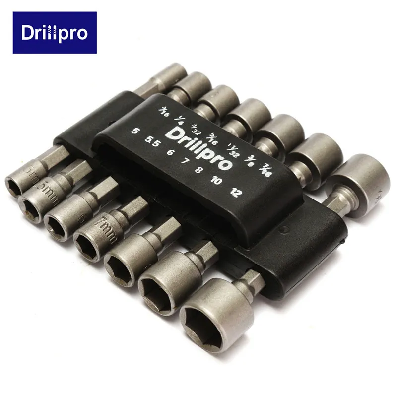 Drillpro 14pcs Moc Matica Ovládač Nastaviť Dual Metrika & Norma Sae 1/4
