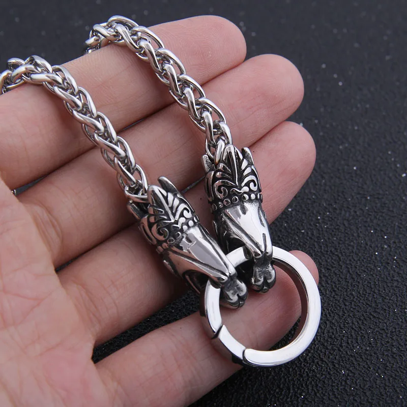 Dropshiping 316L nerezovej ocele viking náhrdelník odin dvojité vlk prívesok náhrdelník bez prívesok ako muž darček