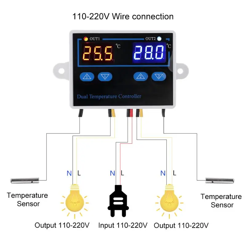Dual Termostat pre Inkubátor 10A Priamy Výstup Digitálny Termostat Regulátor Teploty Vykurovacej Chladenie Spínača