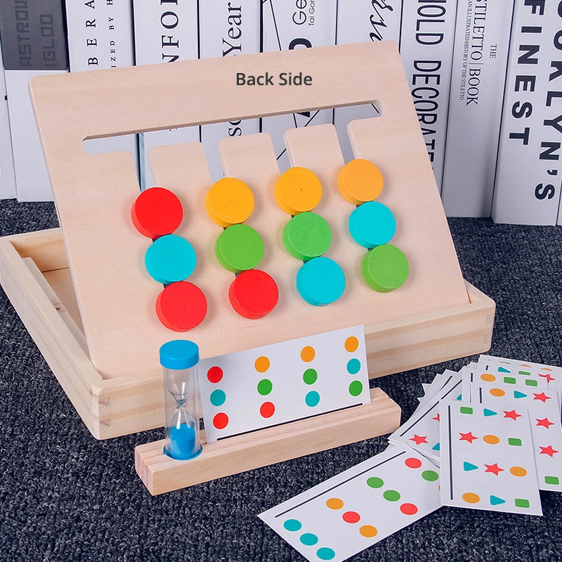 Dvakrát Stranách 4 Farby 4 Shape Match Game Drevené Hra Montessori Raného Vzdelávania RecognizeToy pre Batoľatá 4-7 Deti, Dievča, Chlapec Darček