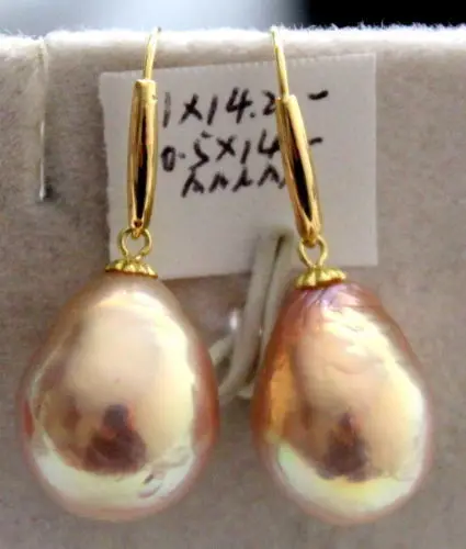Dvojica 16 mm prírodné south sea pink pearl náušnice