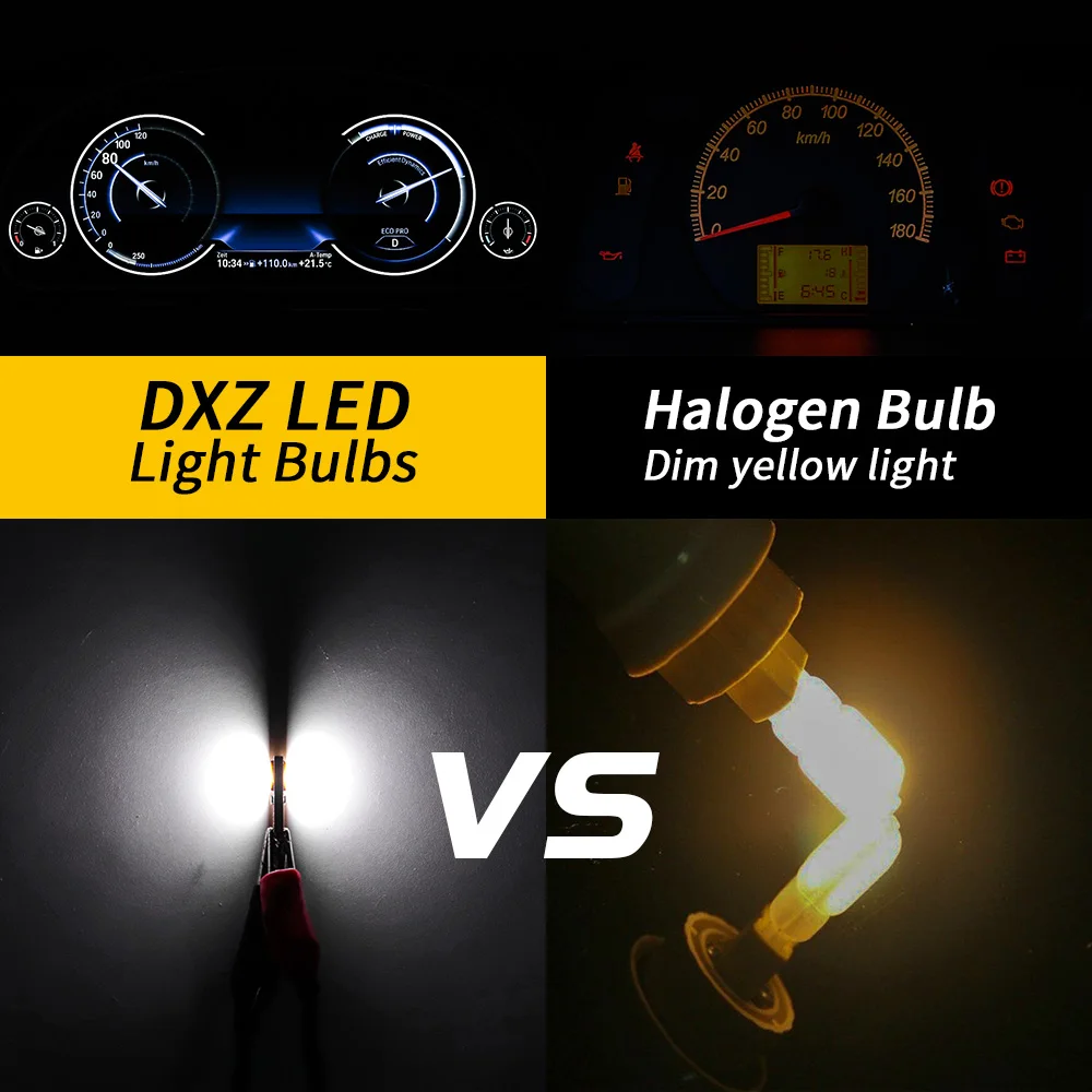 DXZ 10Pcs T5 LED Žiarovky, Super Svetlé Canbus Biela 2SMD Čipsety pre Auto bez Chýb Auto združenom Panel Svetlo 12V
