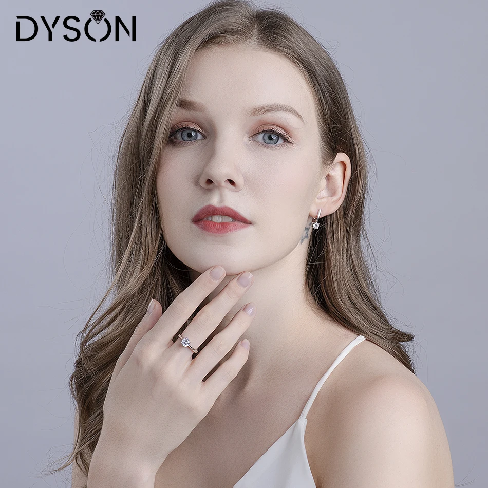 Dyson 925 Sterling Silver Prsteň Zásnubný Kolo Cystal Zirconia Solitaire Prstene Pre Ženy aj Darčeky Výročie Svadby Šperky
