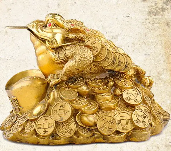 DYZ 707+++++++Čistý bronzová Zlatá Ropucha ornament, svetlo veľký, tri nohy, ropucha, tri nohy zlaté cikada