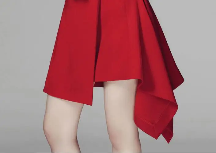 Dámy Nepravidelný Dizajn Red Party Šaty 2019 Lete Elegantné Ženy Pevné Bez Rukávov Úrad Práce Nádrž Sako Šaty Pre Dievčatá