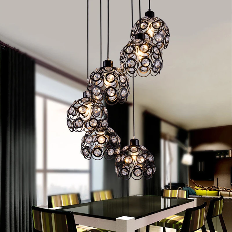 E27 LED Svetiel Prívesok Nordic Moderné Kryštálu Železa Umenie Závesné Lampy, Osvetlenie Kuchyne Obývacia Izba Dekor Zariadenia Domu Dekorácie
