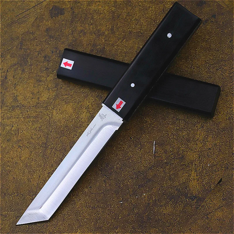Eben Japonský samuraj D2 ocele rovný nôž, vonkajší taktický nôž, camping self-defense nôž, vonkajší nôž rescue