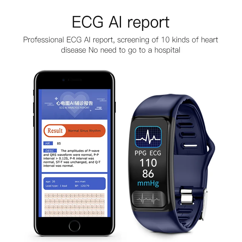 EKG + PPG P12 Smart Hodinky Športové Bluetooth potítka Monitorovanie Srdcovej frekvencie Správu, Hovor Pripomenúť, Šport Inteligentný Náramok Android IOS