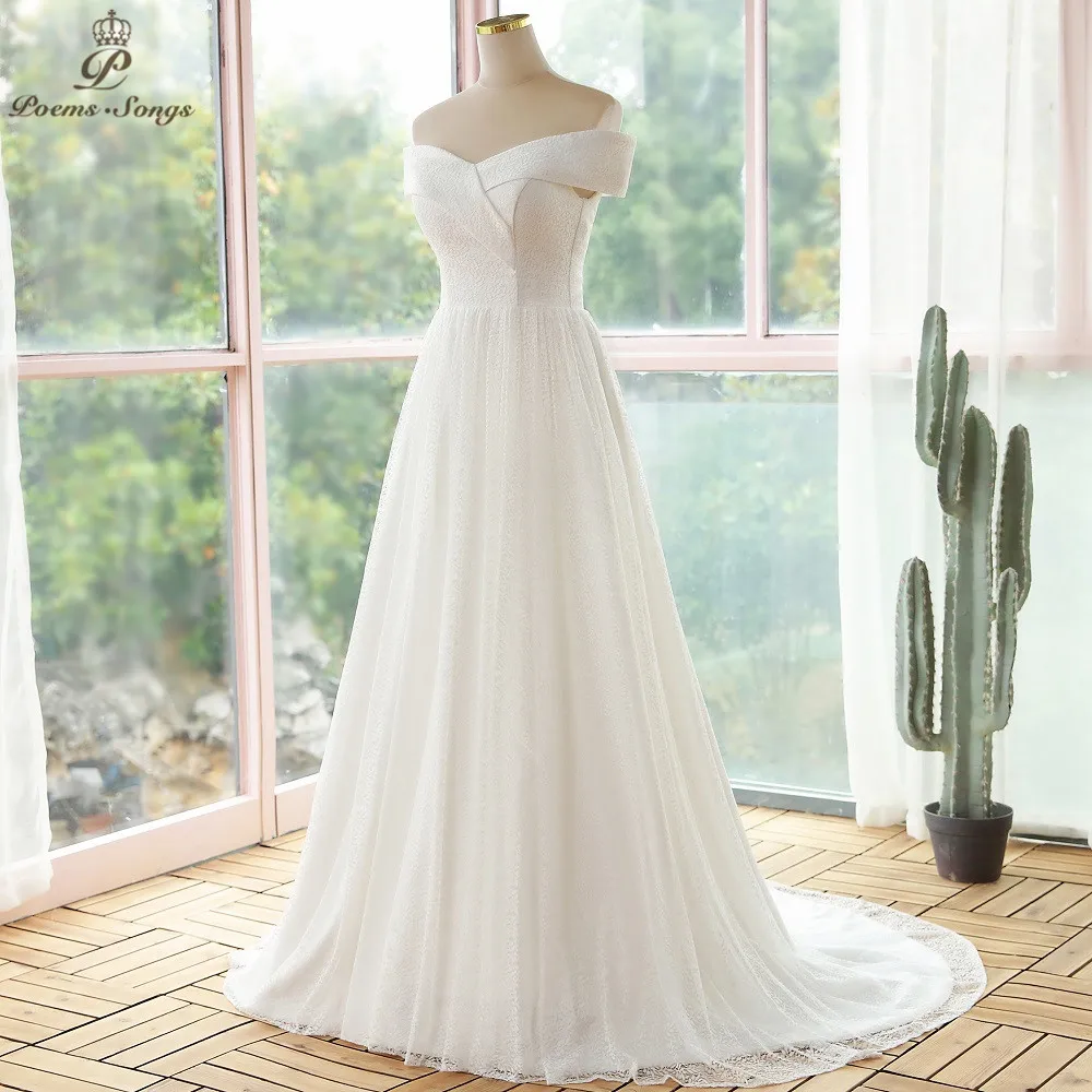 Elegantná Loď Krku čipky svadobné šaty nevesty šaty vestidos de novia župan de mariee svadobné šaty mariage