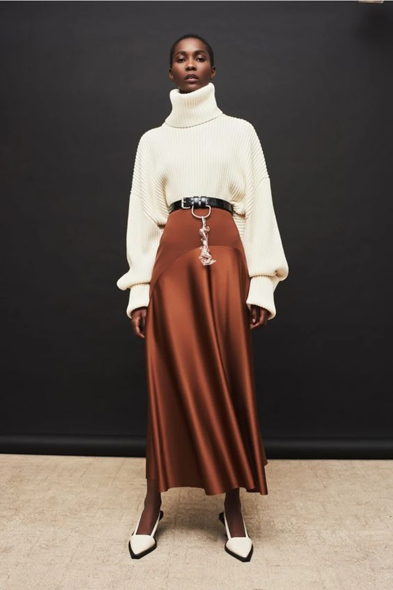Elegantné Spájanie Hnedé Saténové Sukne 2020-Line Dlho Formálne Večerné Párty Žena, Sukne Zips Späť Rozšírené prispôsobenie