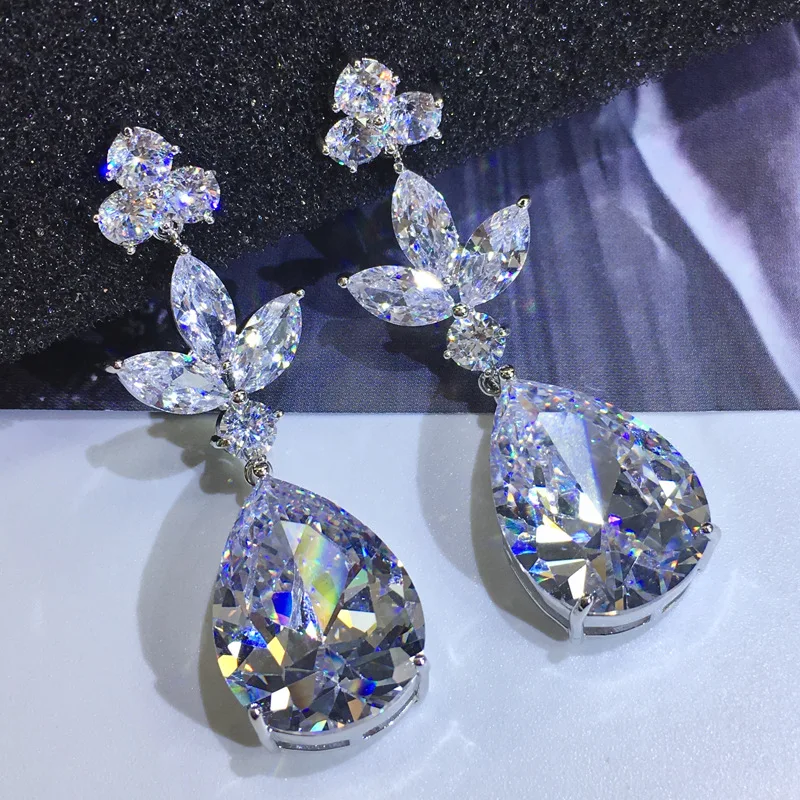 Elegantné Veľký Zirkón Kameň Reálne 925 Sterling Silver Drop Náušnice pre Ženy, Dievčatá kórejský Náušnice 2020 Earings Módne Šperky