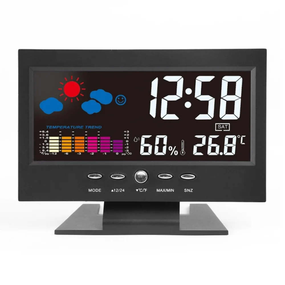 Elektronický Digitálny LCD Teplota Vlhkosť Monitor Hodiny, Teplomer, Vlhkomer Elektronický Krytý Domov Predpoveď Počasia, Hodiny