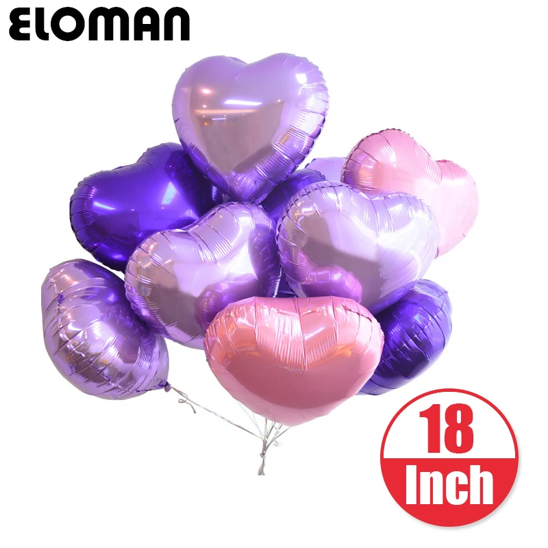 ELOMAN 50PCS/veľa 18-palcové zlato, striebro srdce fóliové balóniky na narodeninovej oslavy a svadby dekor