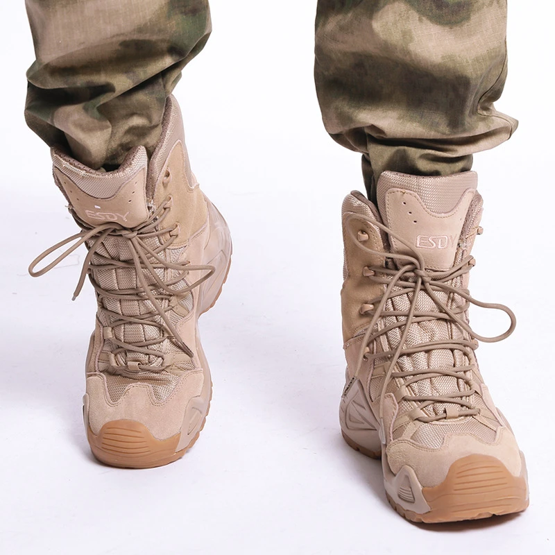 Esdy Vojenské Taktické Mužov Topánky Špeciálne Sily Kožené Desert Combat Členok Boot Armády Pracovné Topánky Mužov Topánky Vojenské Topánky