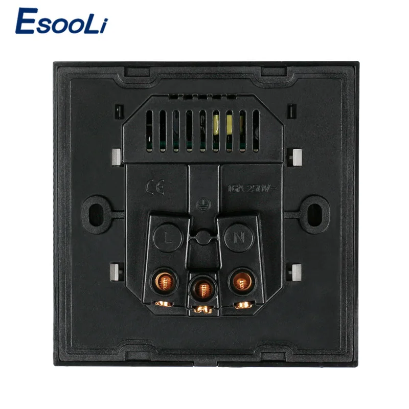 Esooli Black Dual USB Nabíjací Port 5V 2.1 nástenný Nabíjací Adaptér LED Indikátor 16A EÚ Zásuvky elektrickej Zásuvky Nehrdzavejúcej Ocele