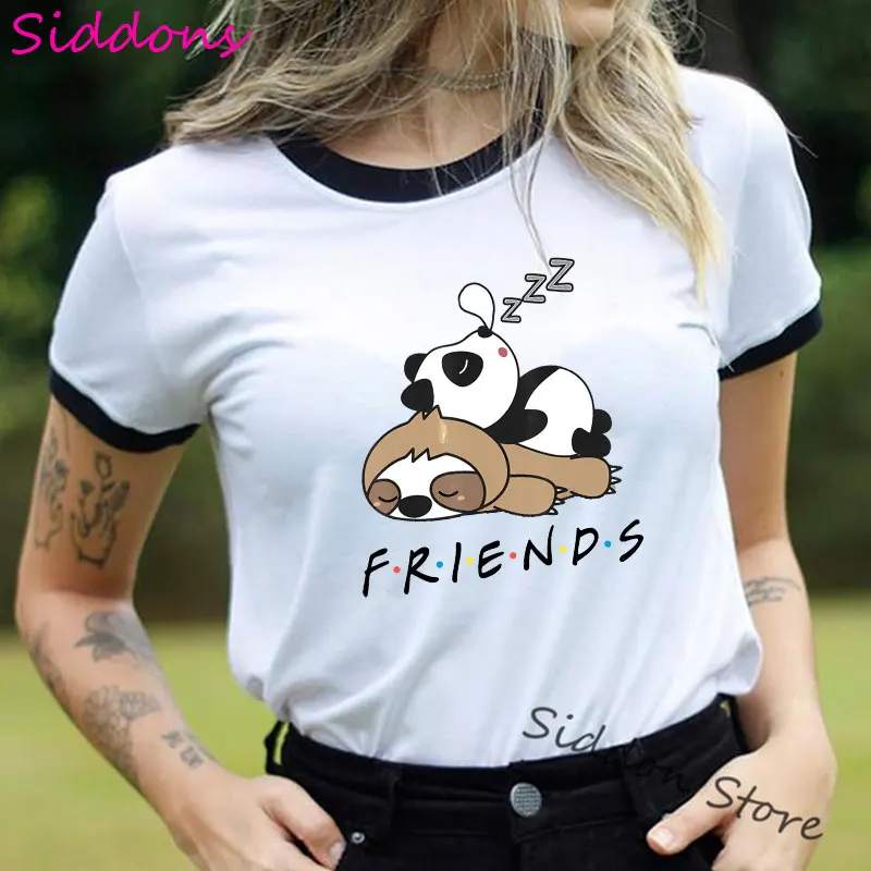 Estetické Priateľmi t shirt Ženy Oblečenie Roztomilá Panda Leží Na Lenivosť Graphic Tee tričko 2020 Kawaii Zviera Tlače Žena T-shirts