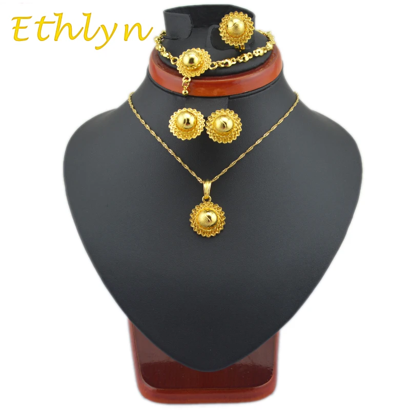 Ethlyn roztomilé dievčatká Etiópskej šperky sady Zlatá Farba sady pre Africké /Etiópskej /Eritrejsko /Habesha Šperky sady S32