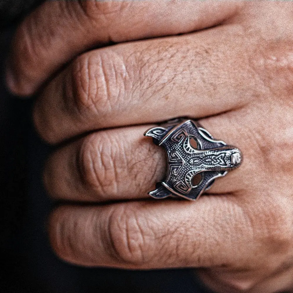 Etnické Kmeňové Mens Viking Vlk Nerezový Krúžok Nordic Amulet Šperky Talizman Darček