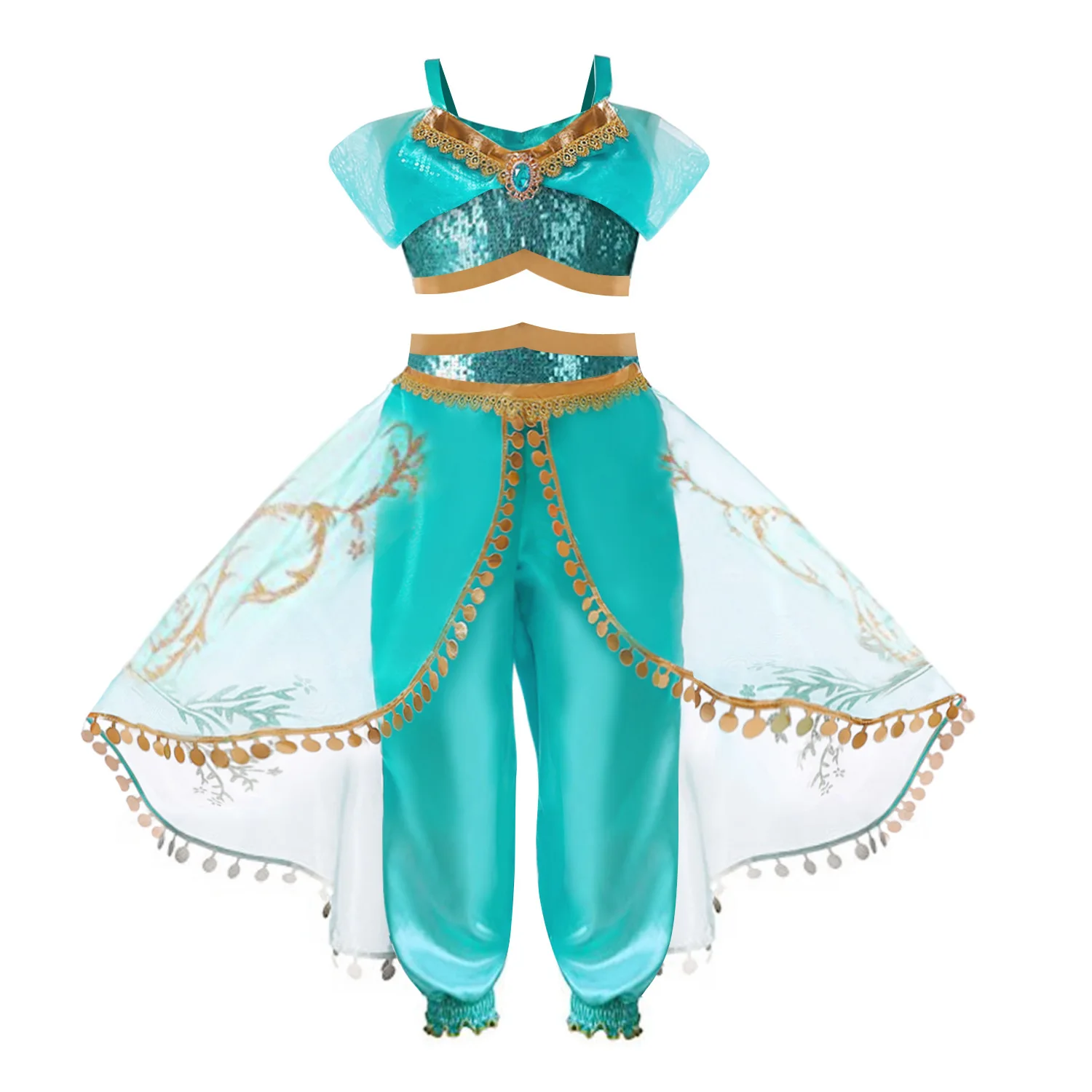 Euramerican Vianočné detské šaty Aladdin lampa Cosplay Jasmine Princezná Šaty úlohu výkon Kostým